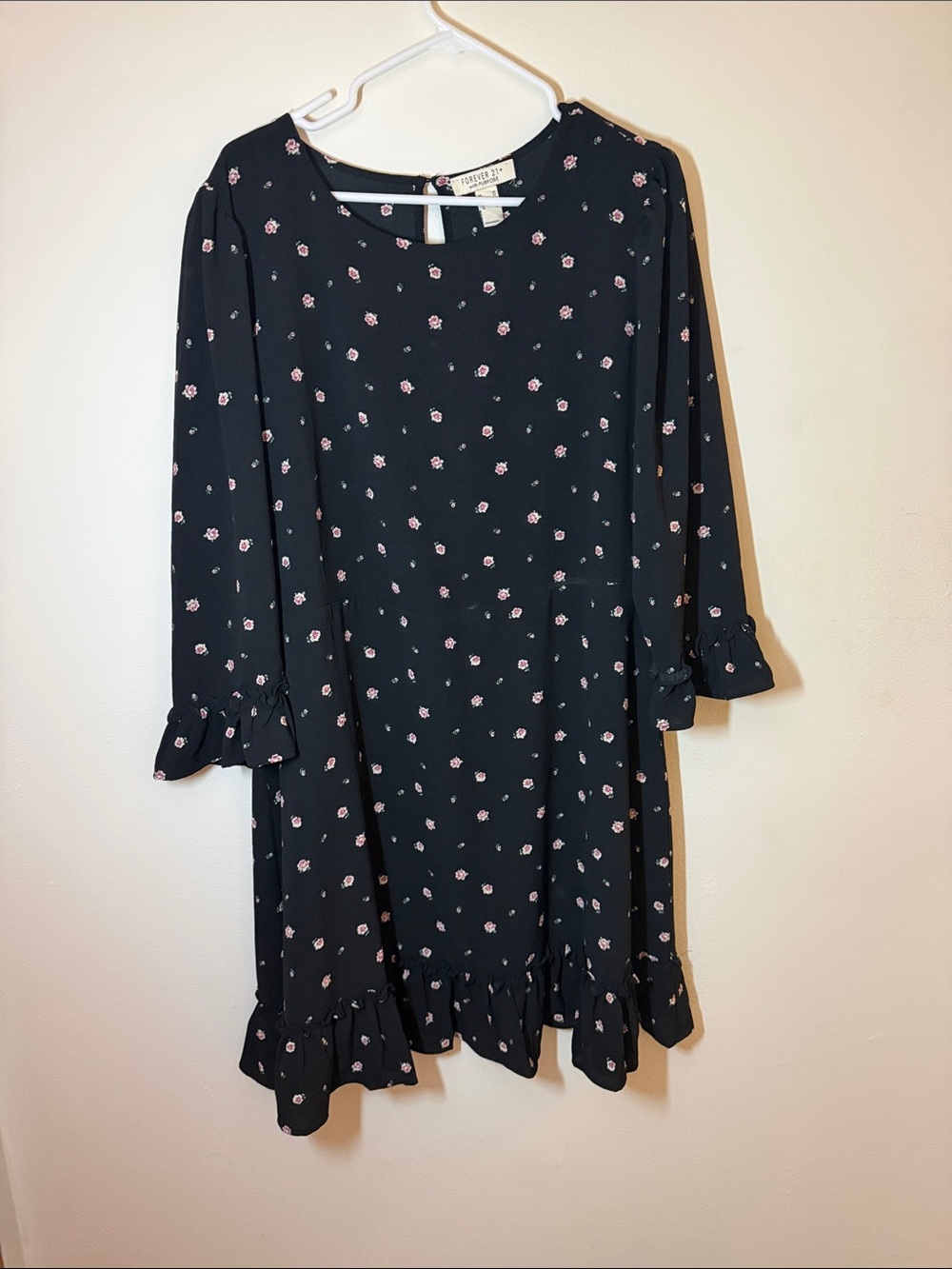 Forever 21 Black Dress with Pink Floral Print